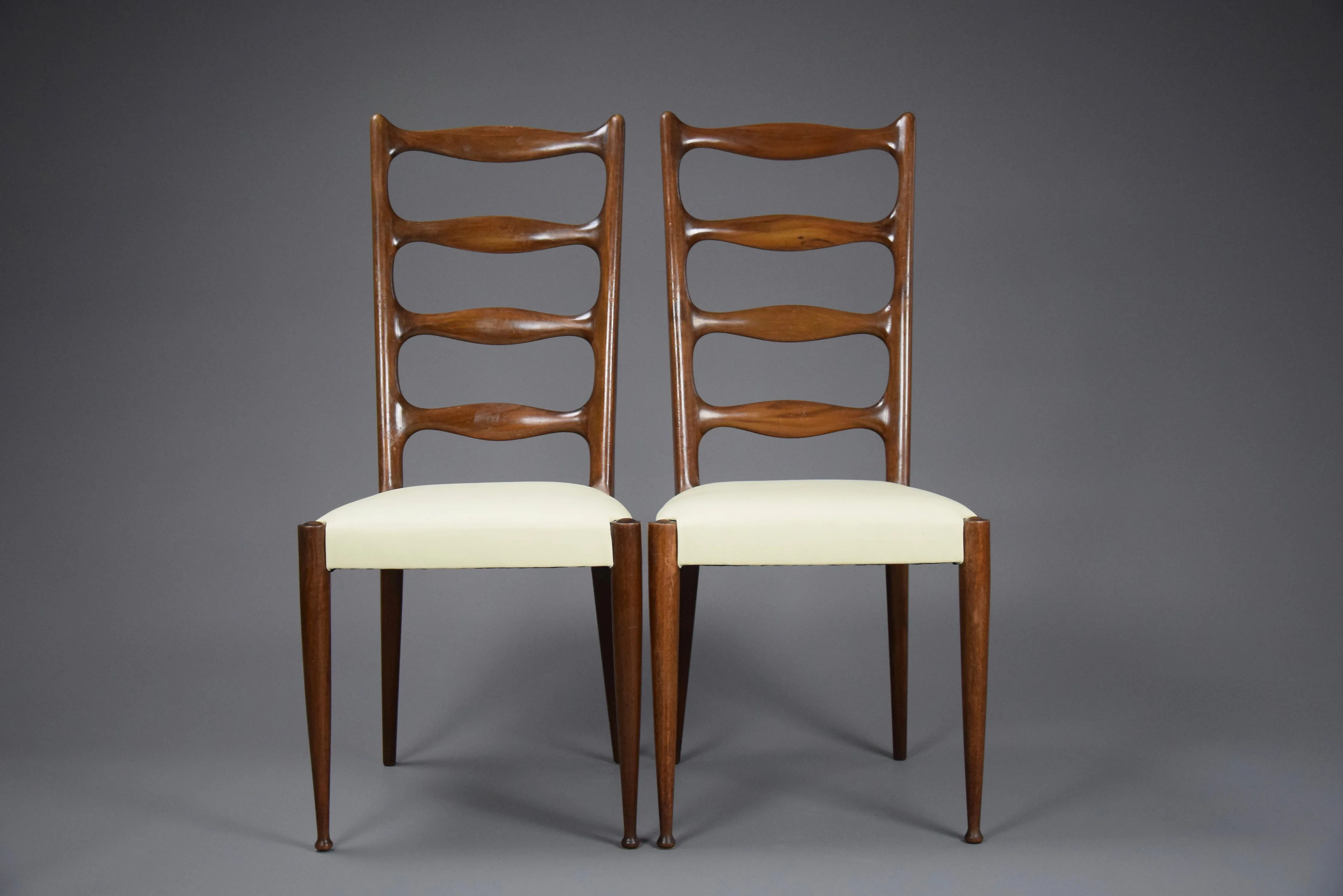 5 Italian Mid Century Walnut Dining Chairs by Paolo Buffa