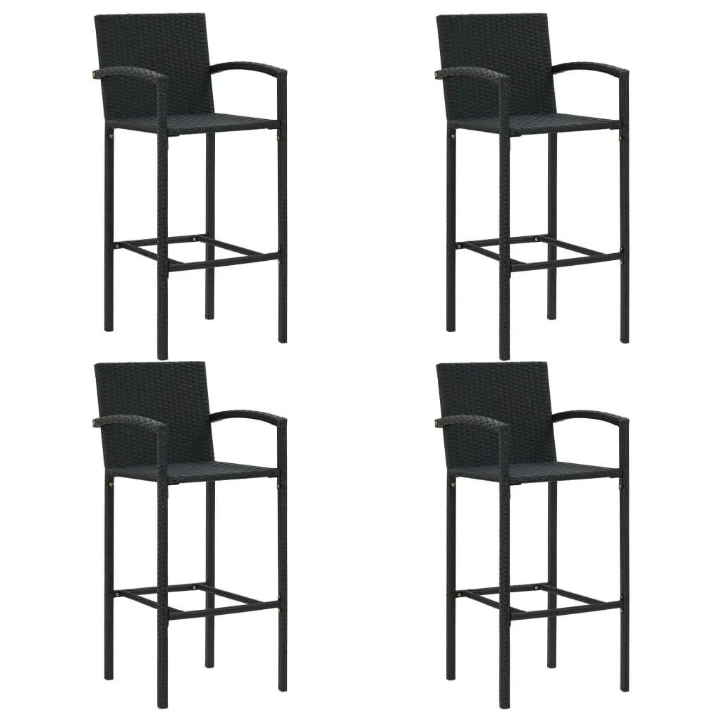 5 Piece Garden Bar Set Poly Rattan Black