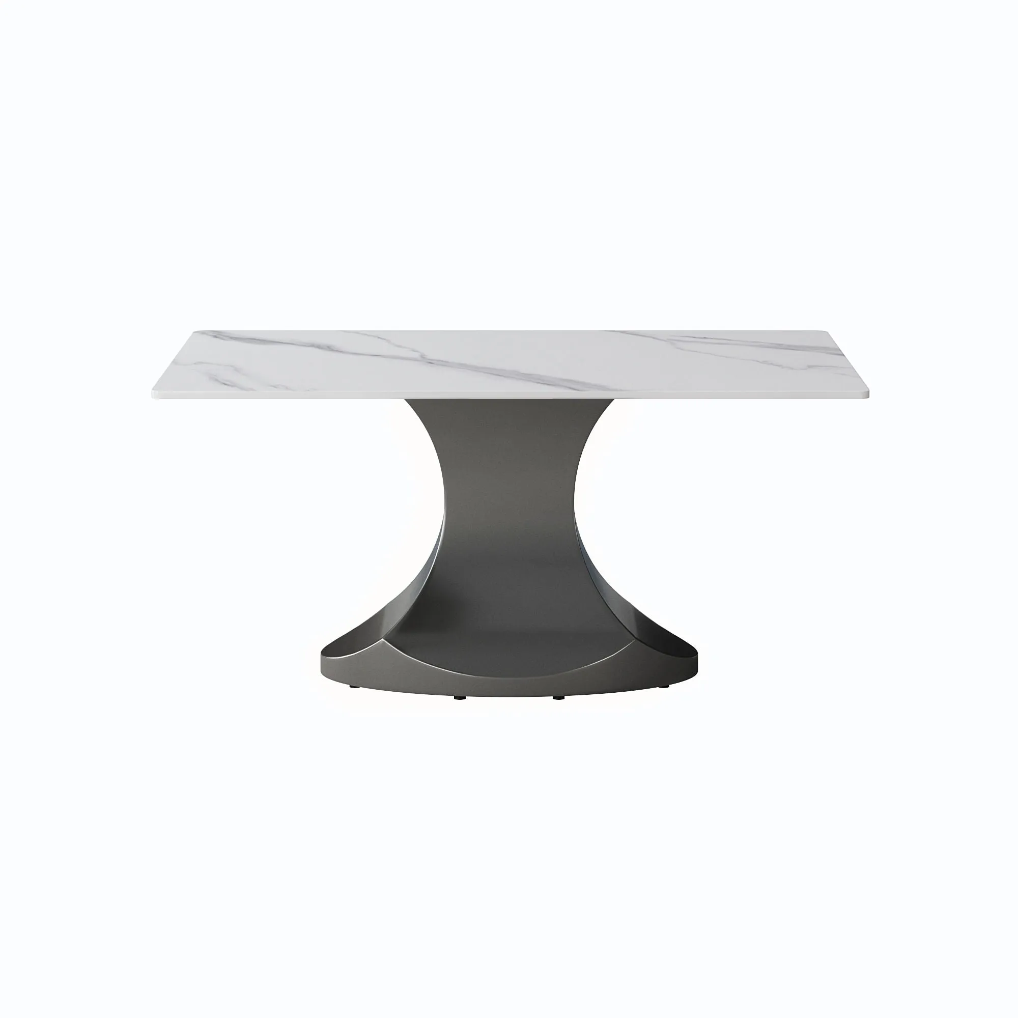 63" Modern Artificial Stone Panel Stainless Steel Curved Legs, Can Accommodate 6-8 People - White / Gray