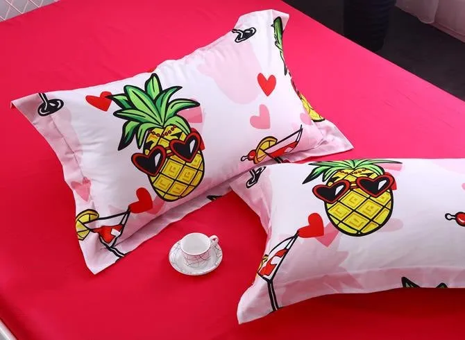 Brocade Sweet Pineapples Seaside Party Casual Style Luxury 4-Piece Cotton Bedding Sets