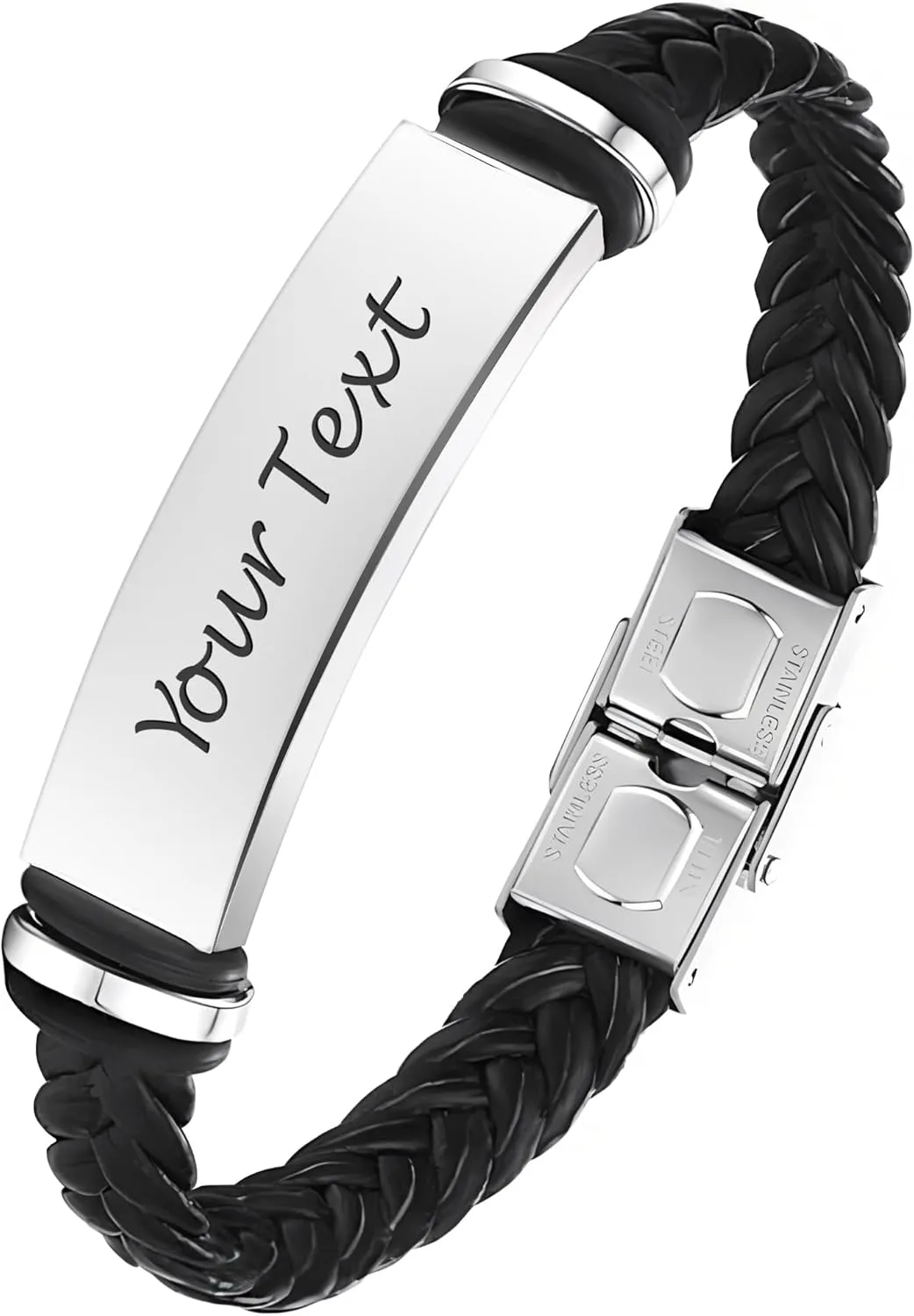 EDSG Mens Bracelet Personalized Custom Bracelets for Men Leather Engraved Bracelet Gift for Boyfriend Husband Dad Bestman Gift for Valentines Day Christmas, Birthday, Wedding, Anniversary, Father's Day