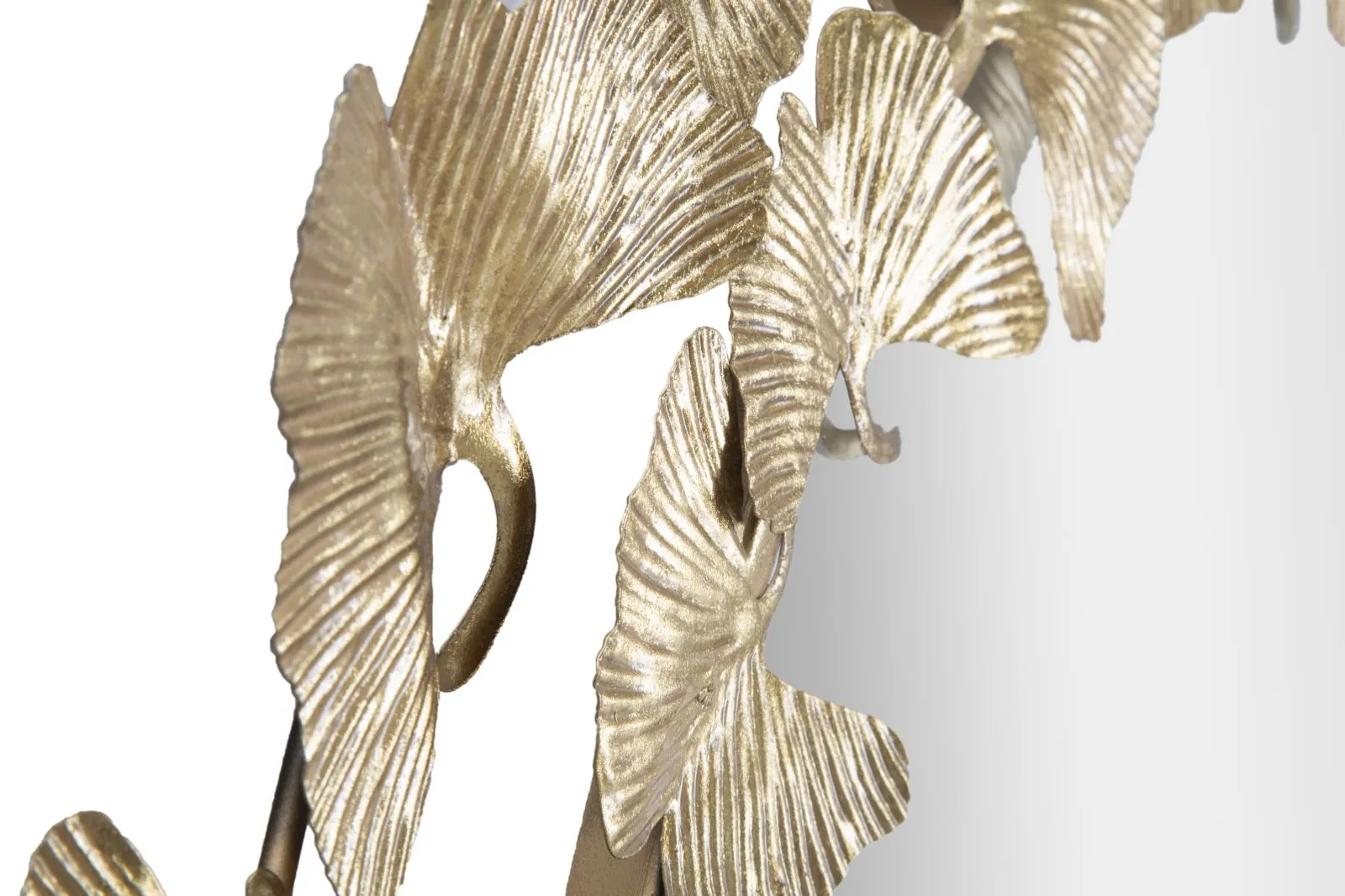 Golden Metal Leaf Round Wall Mirror