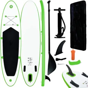 Inflatable Stand Up Paddleboard Set for Adventure and Fun, Lightweight with High Stability, Green and White Design