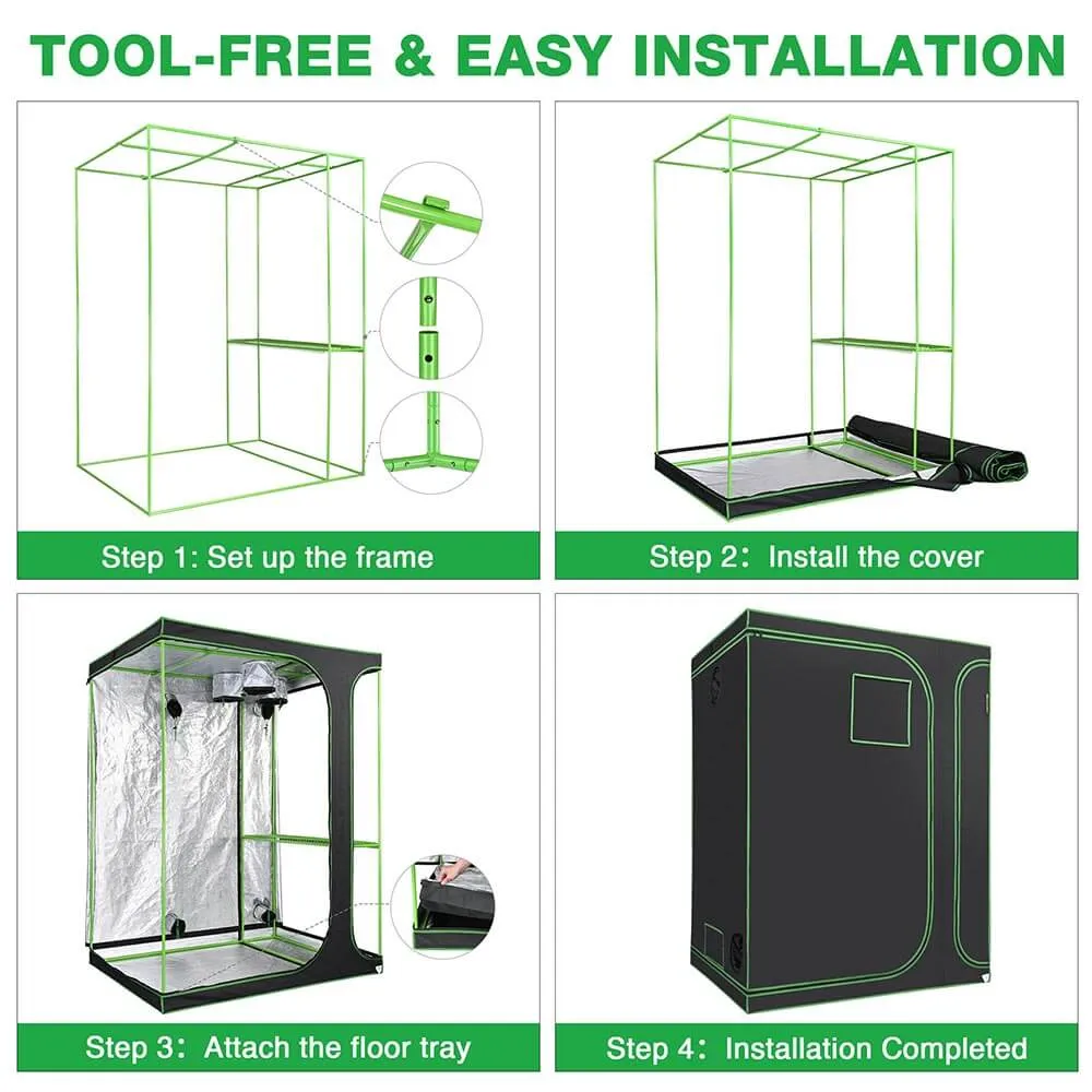 LAGarden Grow Tent 60"x48"x80" 2in1 Hydroponic Grow Room