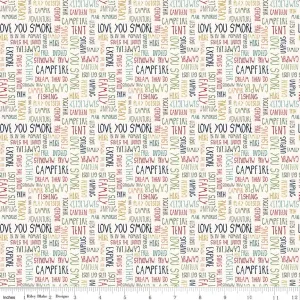 Love You S’more Text Cream Cotton Yardage by Gracey Larson | Riley Blake Designs