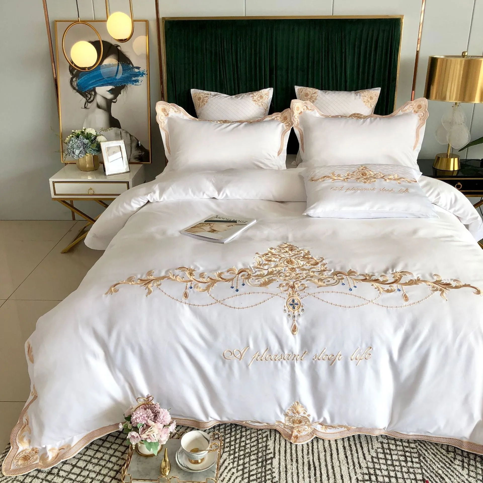 Luxury Silky Egyptian Silk-Cotton Royal Embroidery Duvet Cover Set