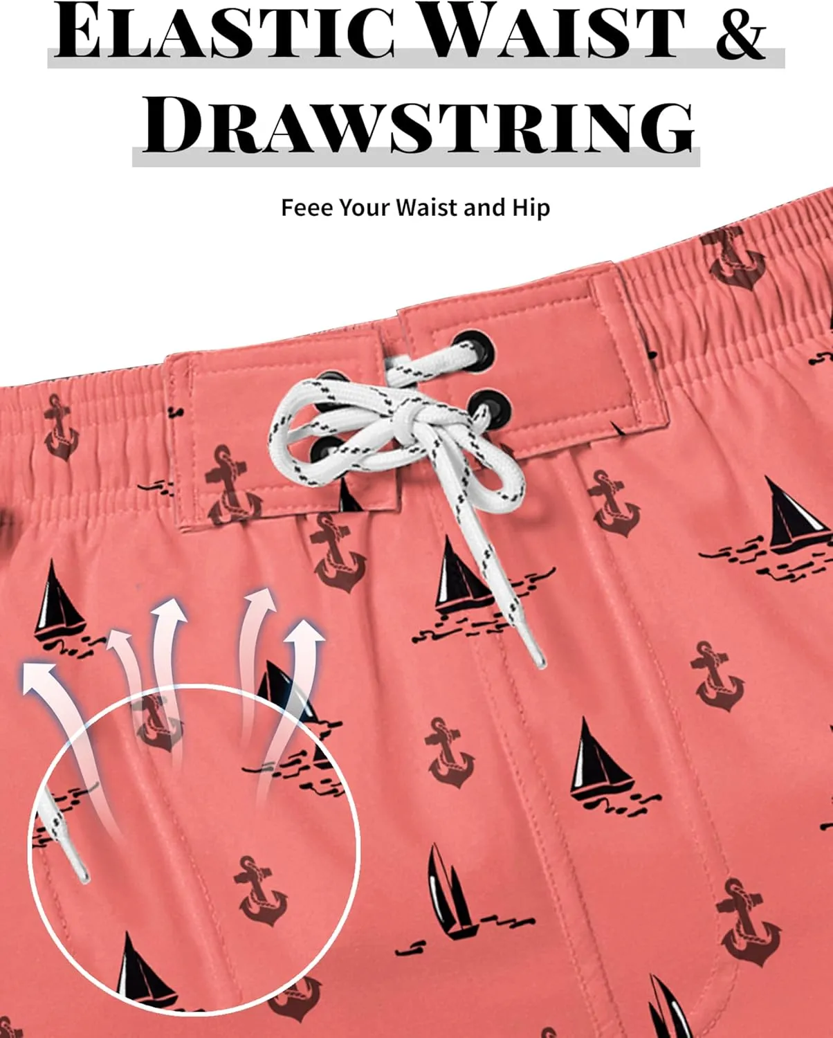 Mens Swim Trunks with Mesh Liner Board Shorts Quick Dry Bathing Suit Hawaii Swimwear for Men Long Shorts with Zipper