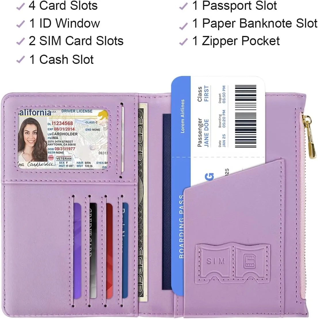 Passport Holder Cover with Zipper Coin Pocket Travel Wallet RFID Blocking Leather Passport Cover Credit Card Holder for Women, Gradient Marble