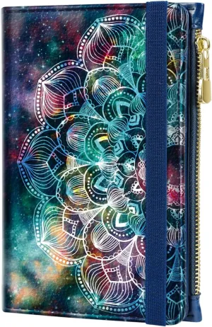 Passport Holder Cover with Zipper Coin Pocket Travel Wallet RFID Blocking Leather Passport Cover Credit Card Holder for Women, Mandala