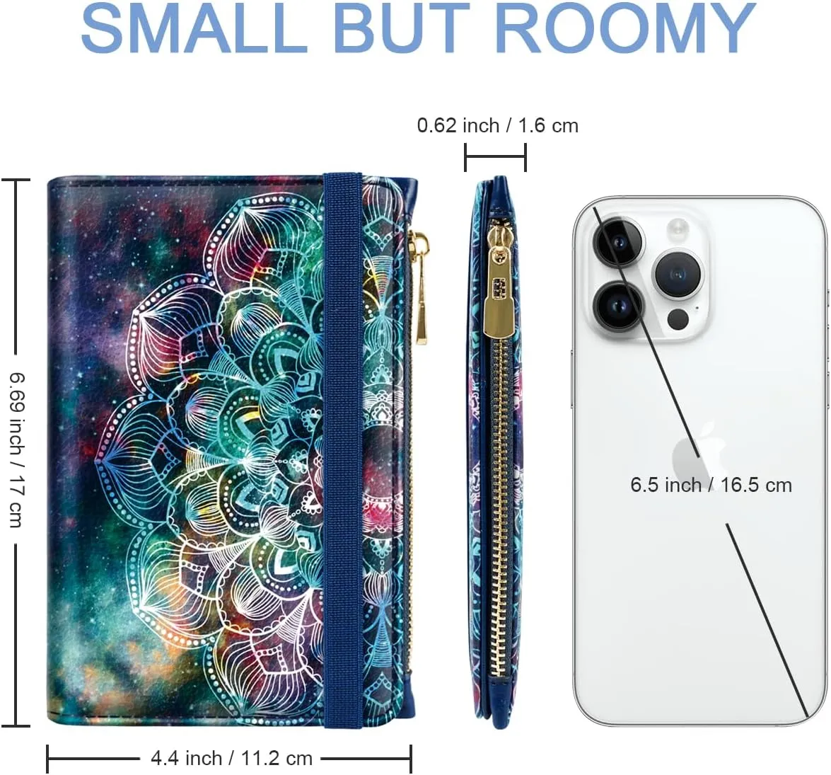 Passport Holder Cover with Zipper Coin Pocket Travel Wallet RFID Blocking Leather Passport Cover Credit Card Holder for Women, Mandala