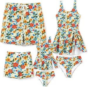 PATPAT Family Matching Swimwear Floral Pattern Tankini Swimsuits and Swim Trunks