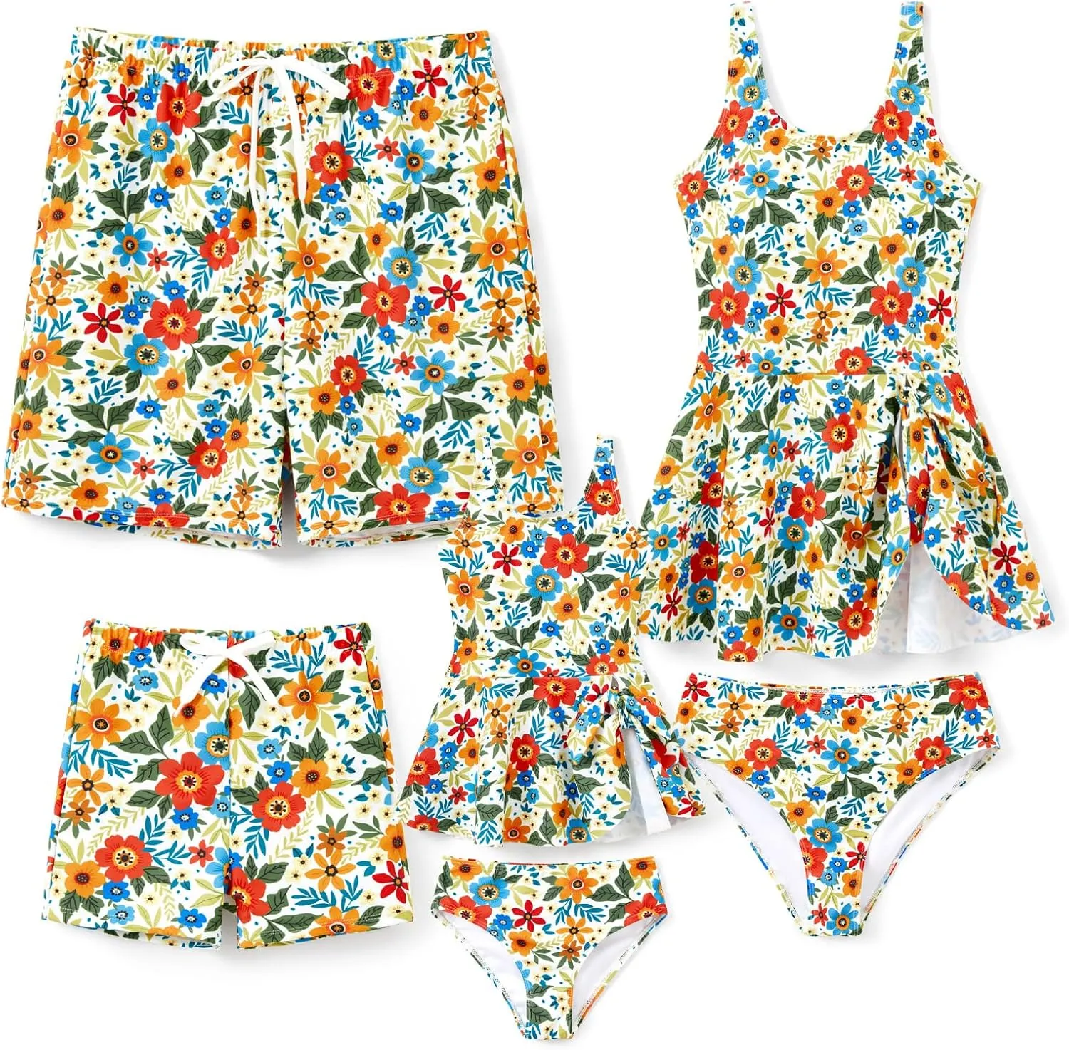 PATPAT Family Matching Swimwear Floral Pattern Tankini Swimsuits and Swim Trunks