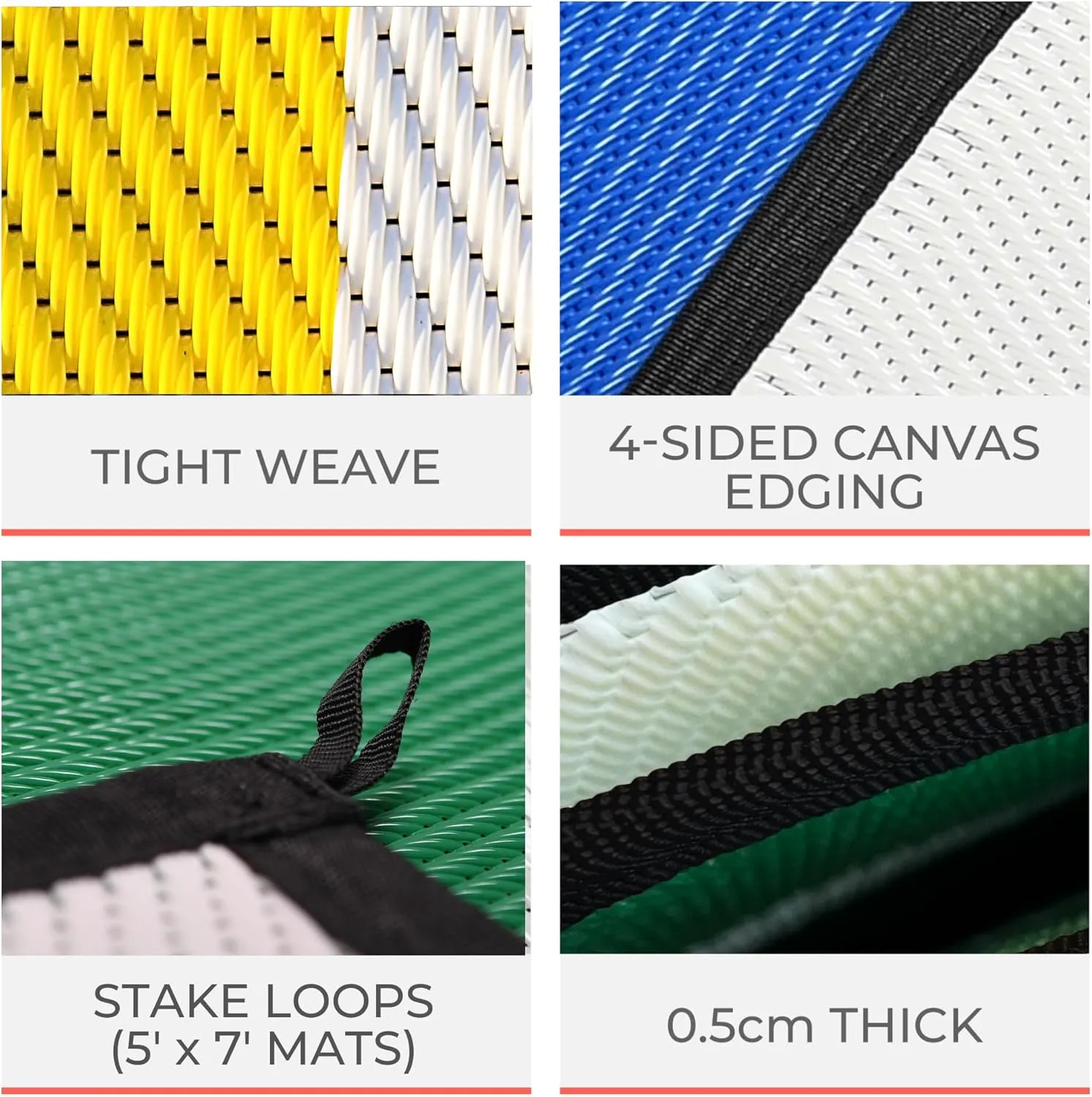 Premium Outdoor RV Patio Mat  Extra Thick 5mm Recycled Polypropylene Rug  Heavy-Duty, Waterproof, Reversible  Luxury Mat for Camping, Beach, Deck, Campsite