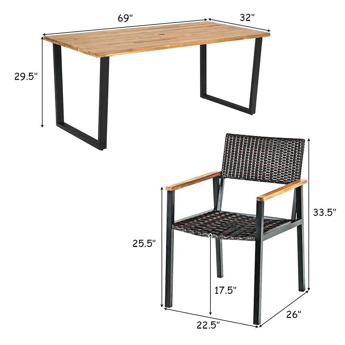 Tangkula 7 Pieces Outdoor Patio Dining Set, Patiojoy Outdoor Conversation Set