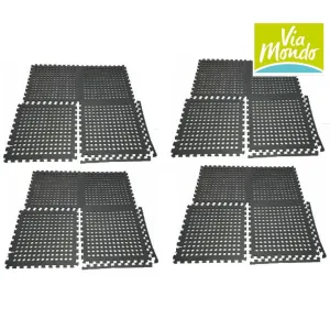 Via Mondo Interlocking Floor Tiles Dark Grey pack of 16
